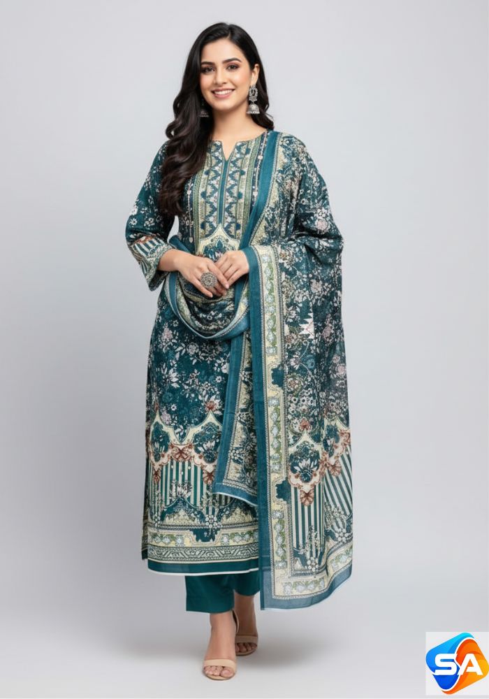 Premium Quality Pure Swis Cotton Printed Three Pieces RBL 50