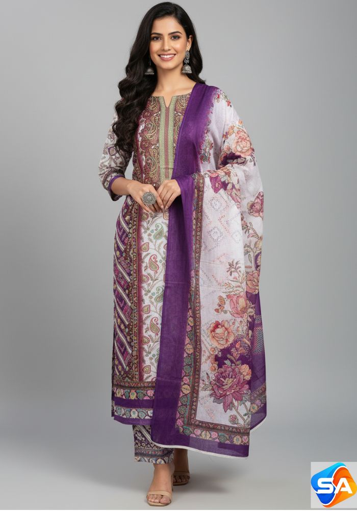 Premium Quality Pure Swis Cotton Printed Three Pieces RBL 53