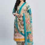 Premium Quality Pure Swis Cotton Printed Three Pieces RBL 54