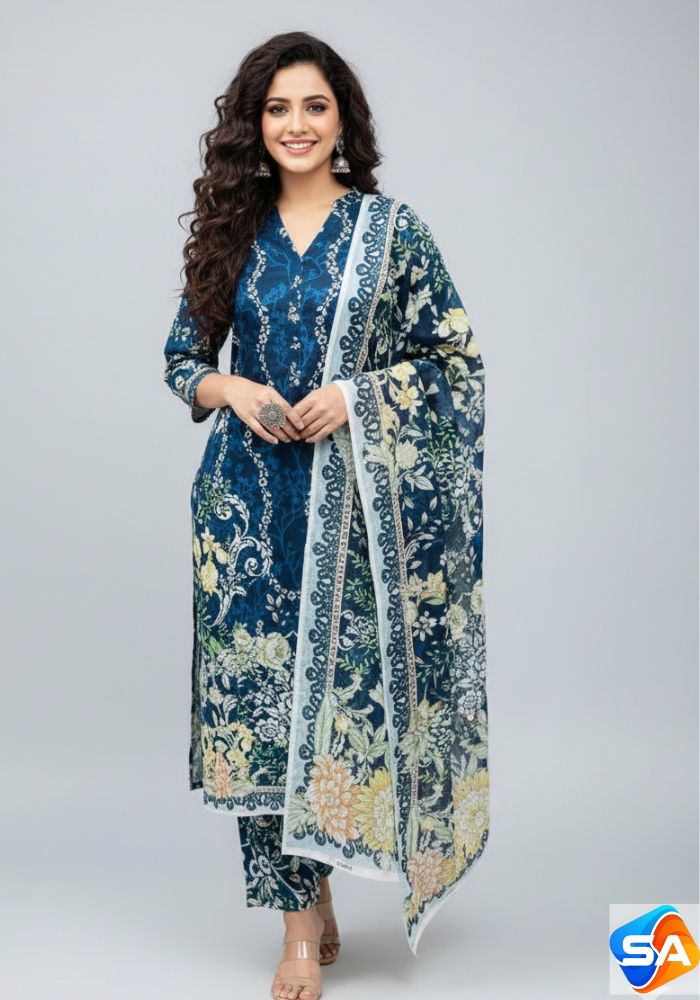 Premium Quality Pure Swis Cotton Printed Three Pieces RBL 55
