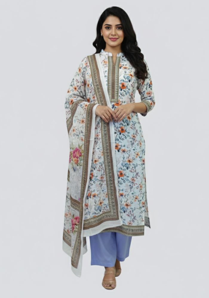 Sana Safina Luxury Cotton Embroydery Salwer Kameez Off White Color