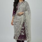 Semi–Stitched Embroidered PartywareThree Pieces Suit 2164 D
