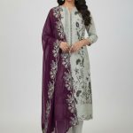 Semi–Stitched Embroidered PartywareThree Pieces Suit 2164 A