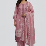 Exclusive Pure Cotton Digital Embroidered Lawn Pink Color Three Pieces D-5301