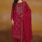 Exclusive Vipul Nora Designer Embroidered Chiffon Salwar Suit DHF Maroon Color