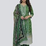 Gull Jee Premium Quality Soft Cotton Green Color Three Pieces D 34128