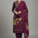 Gull Jee Pure Cotton Premium Quality Printed Three Pieces Salwar Kameez  D34115 Marun Color