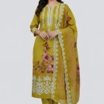 Gull Jee Pure Cotton Premium Quality Printed Three Pieces Salwar Kameez D34171 Yellow
