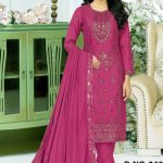 Luxury Embroidered Design Chiffon Salwar Kameez DHF 262 Maroon Color