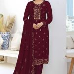 Luxury Embroidered Noors Design Chiffon Salwar Kameez DHF Pink Color