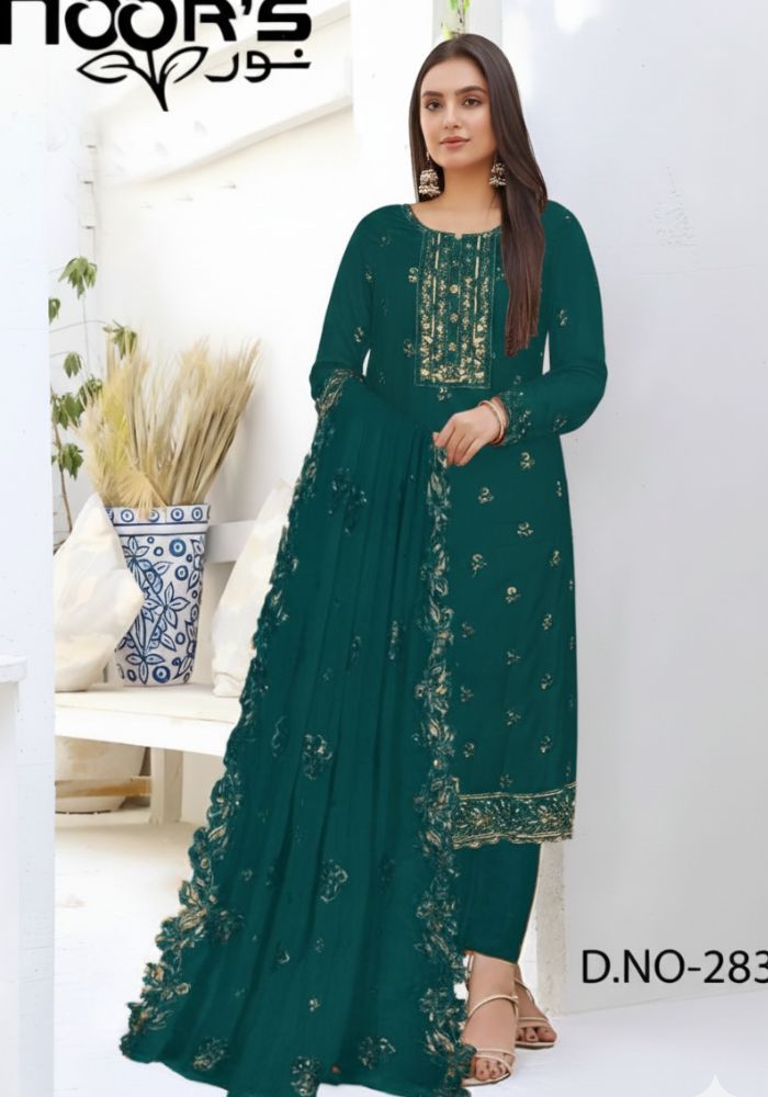 Luxury Embroidered Noors Design Chiffon Salwar Kameez DHF Pink Color