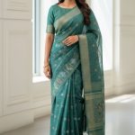 Original Dhakai Jamdani Sare Pure Cotton With Blouse Piece Moonstone Blue Color DH9