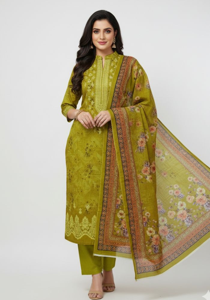 Pure Cotton Premium Quality Printed Three Pieces Salwar Kameez Tex One A&Z BD 3707 Y