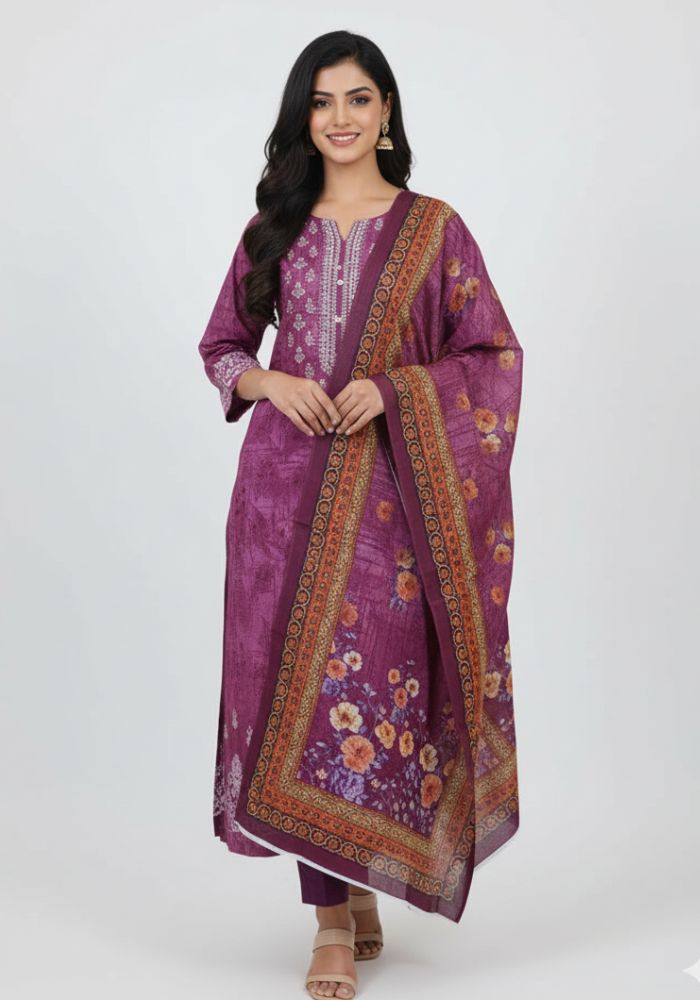 Pure Cotton Premium Quality Printed Three Pieces Salwar Kameez Tex One A&Z BD 3707