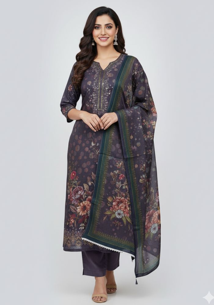 Pure Cotton Premium Quality Printed Three Pieces Salwar Kameez Tex One BD 3708 B