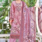 Alok Hushnara Cotton Unstitched Three Piecec Purple Color