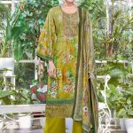 Alok Hushnara Cotton Unstitched Three Piecec Oliv Color