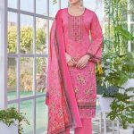 Alok Hushnara Cotton Unstitched Three Piece Pink Color