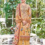 Alok Hushnara Cotton Unstitched Three Piecec Brown Color