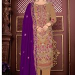 EXCLUSIVE RELSSA DESIGN DIGITAL PRINT CHINON SALWAR SUIT DHF D NO305 OLIV COLOR