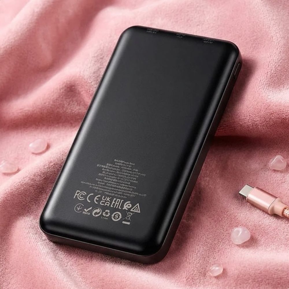 Hoco J100 10000mAh Power Bank With Dual USB Output, Type-C & Micro-USB Input – Black