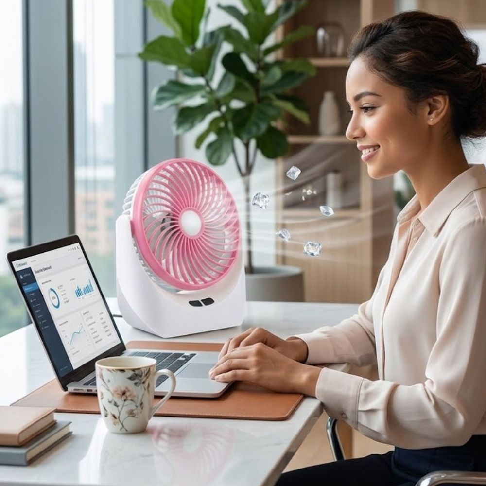 JY SUPER Portable LED Light Mini Rechargeable Fan With USB Port