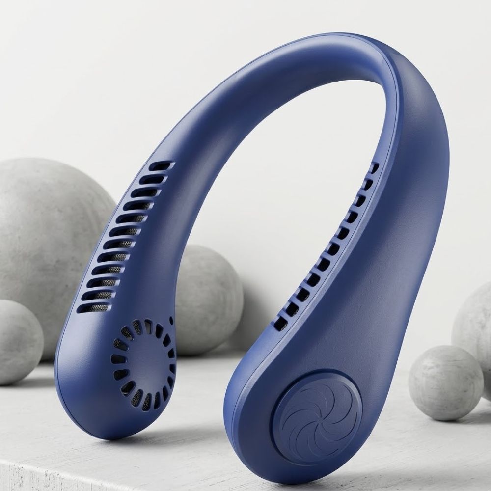 LED Digital Display Portable 3 Speeds Leafless 360° Neckband USB Rechargeable Mini Fan - Image 2