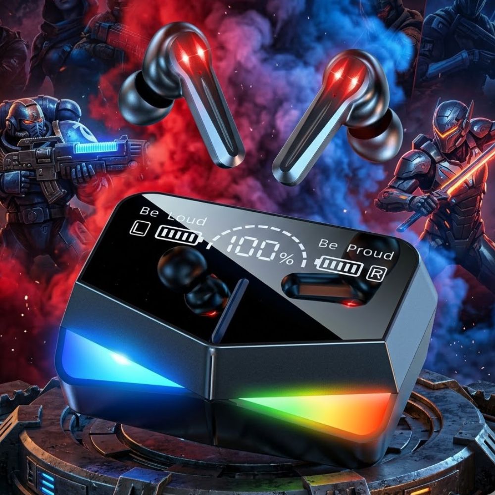 M28 TWS Bluetooth 5.1 Gaming Headset Dual Mode With Low Latency LED Digital Display & Power Bank Case