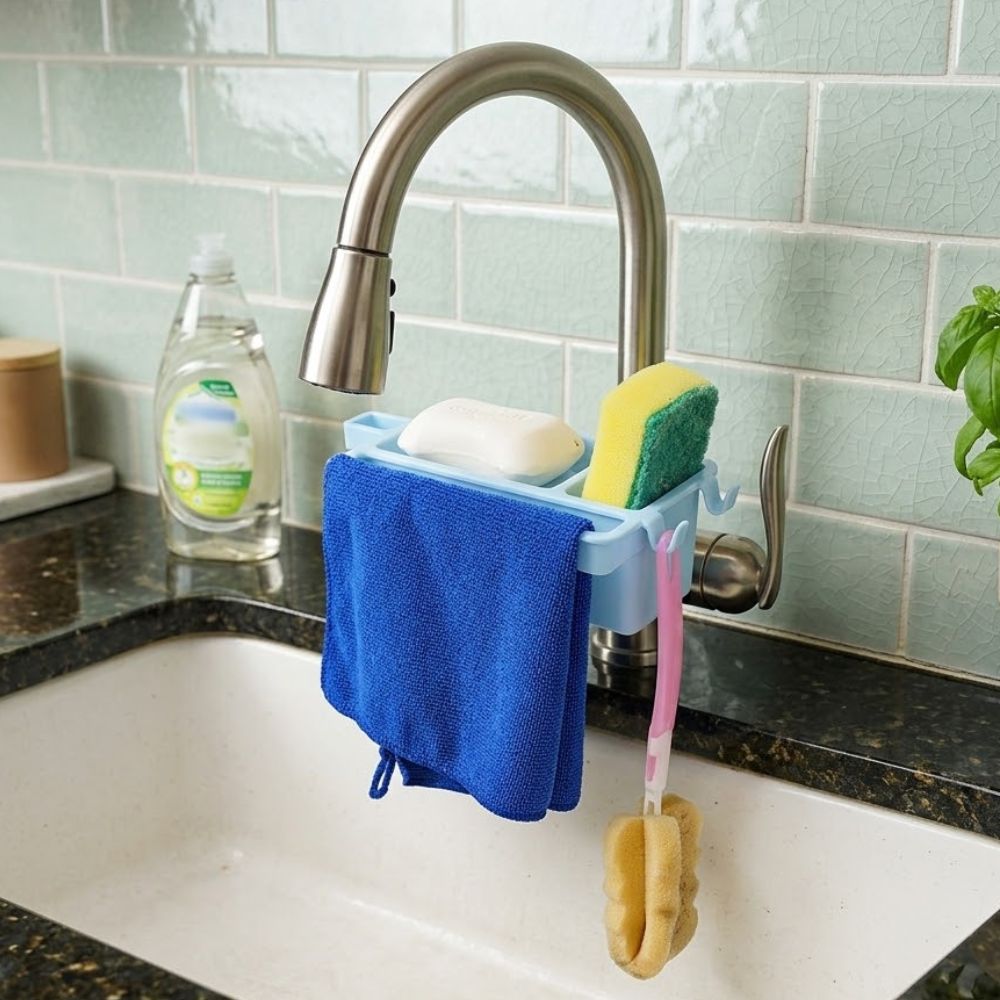 Multi-Functional Kitchen Sink Faucet Storage Rack