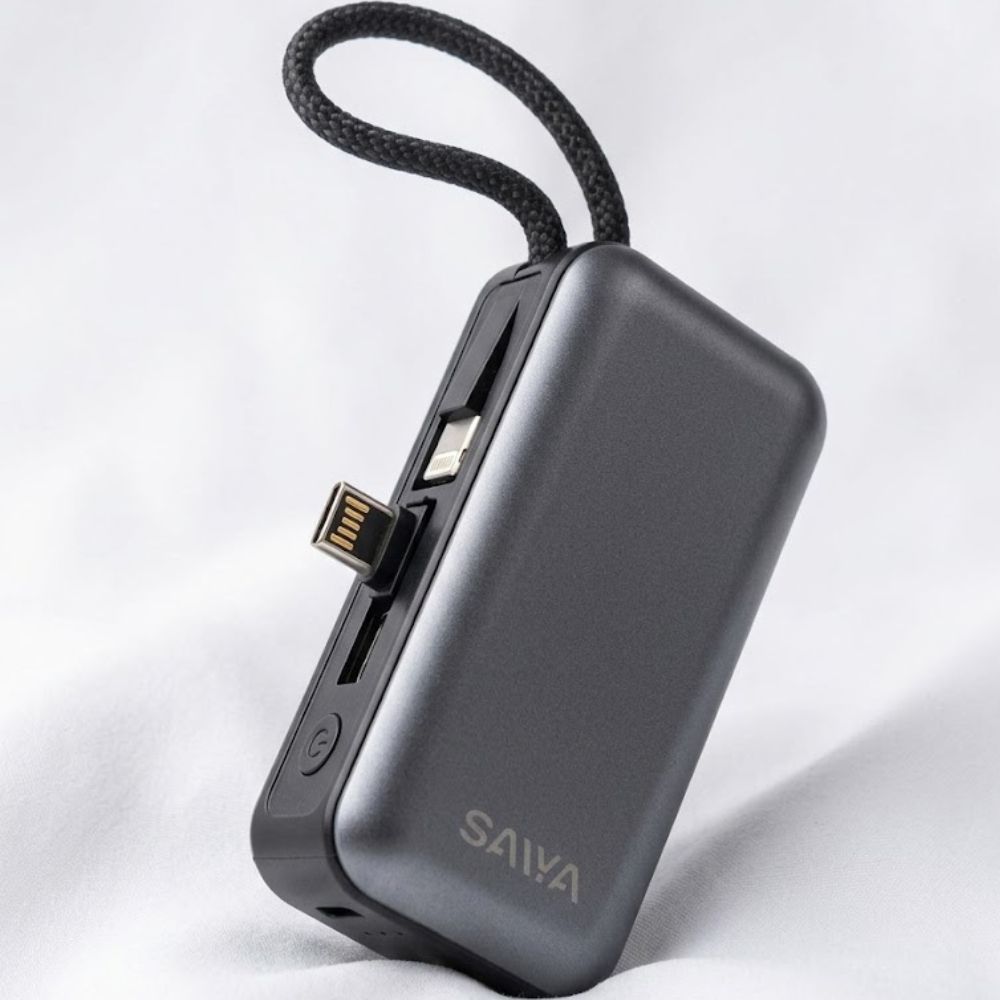 SAIYA PB-10 Mini Portable Power Bank 5000mAh – 22.5W Fast Charging with Dual Type-C