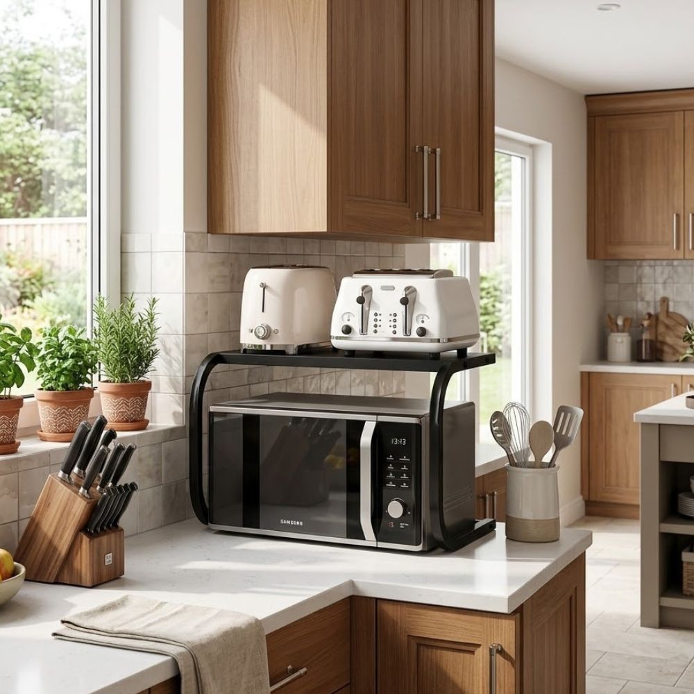 Space-Saving Kitchen Rack – Multifunctional Metal Storage Shelf & Oven Organizer