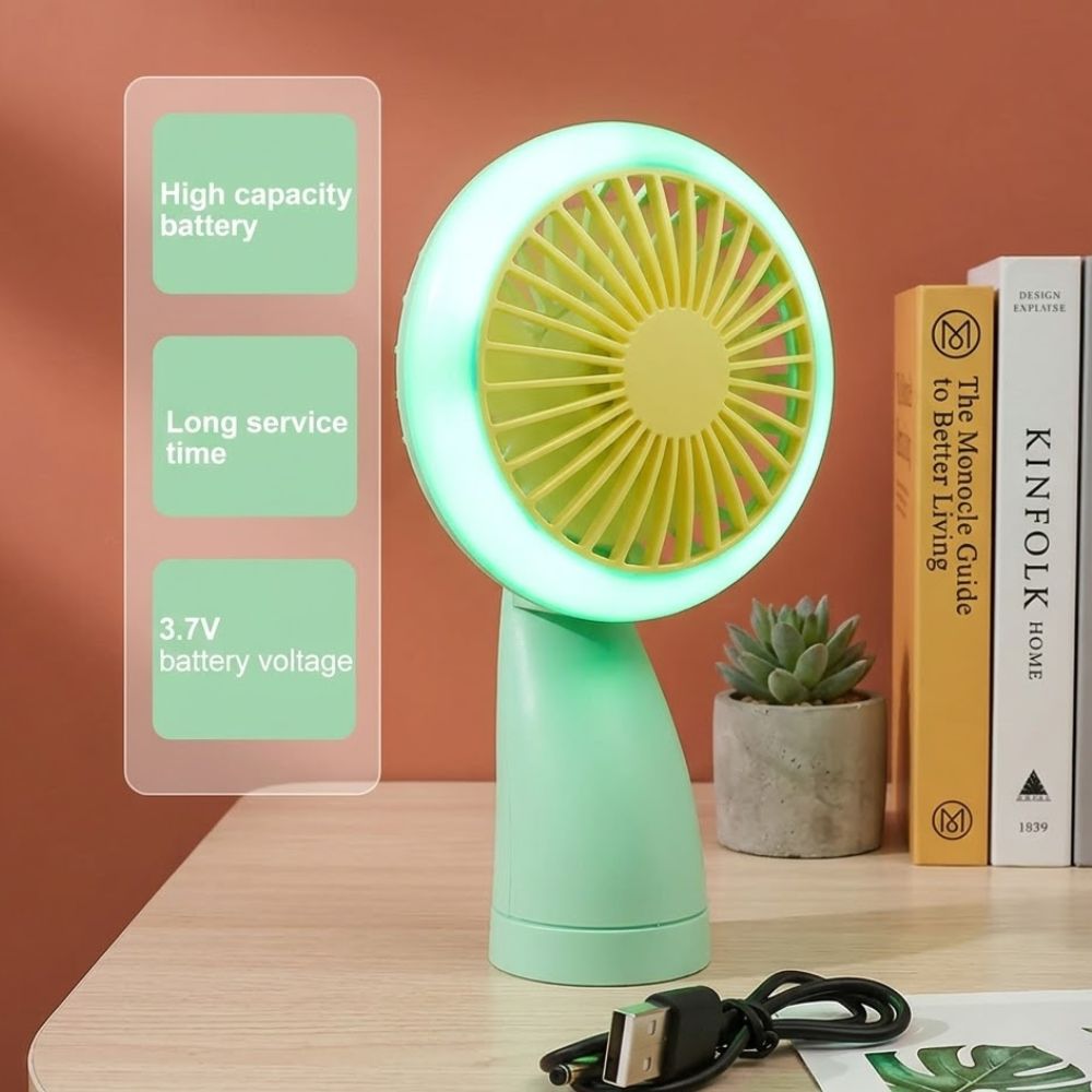 USB Rechargeable Portable LED Lighting Mini Fan - Image 3