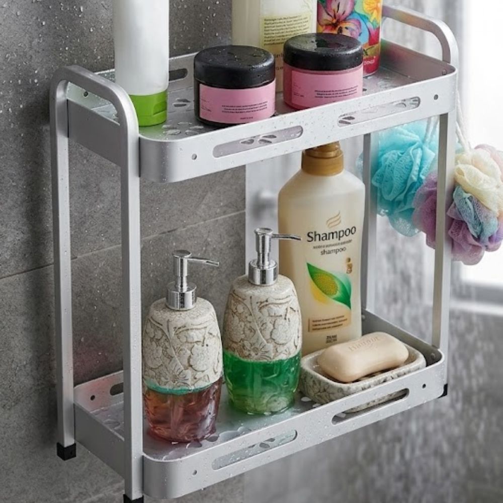 Binca 2 Tiers Superior Quality Aluminium Shelve for Shower Room - Image 2