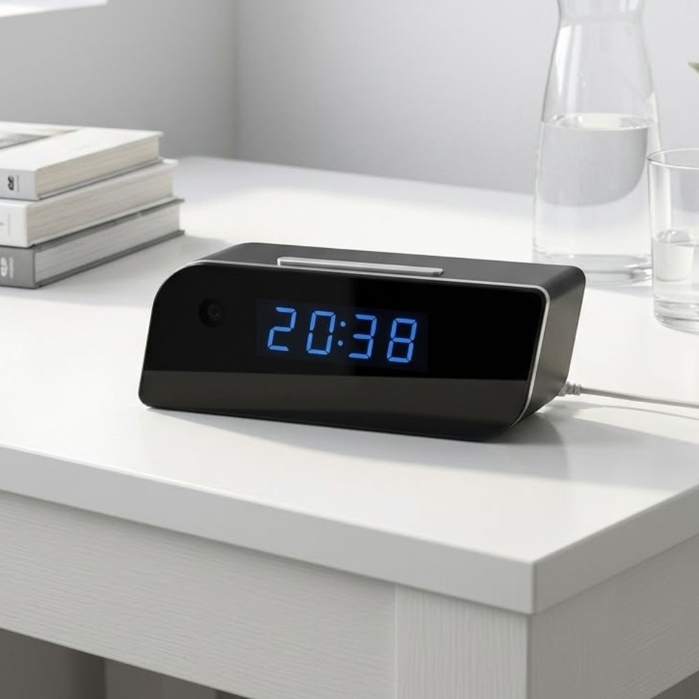 Table Clock Wi-Fi Hidden Camera 4K Resolution
