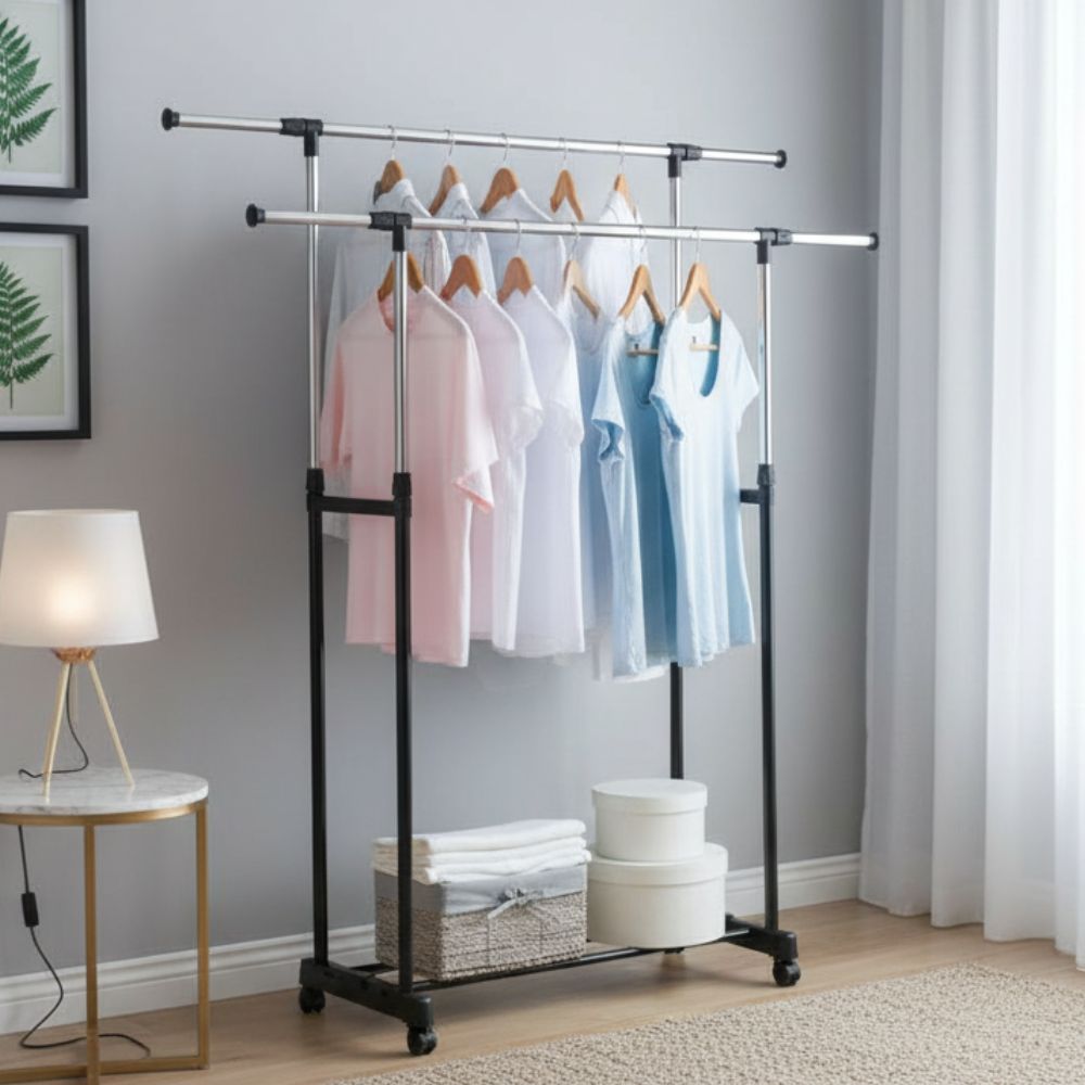 Doubl Pole Clothing and Shoe Rack