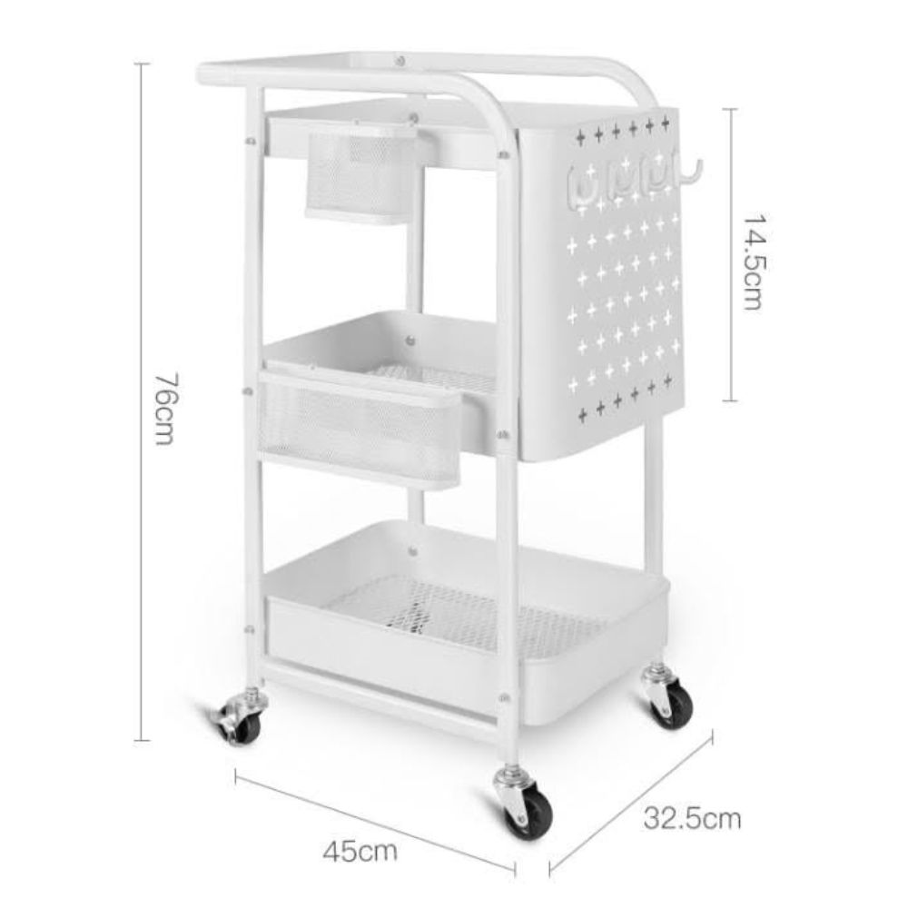 3-Tier Metal Storage Rolling Cart Modern Design Utility Organizer - Image 2