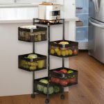 5 Tier Rotating Square Carbon Steel Fruit and Vegetable Storage Basket