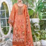 Alok Hushnara Cotton Unstitched Three Piece Orange Color
