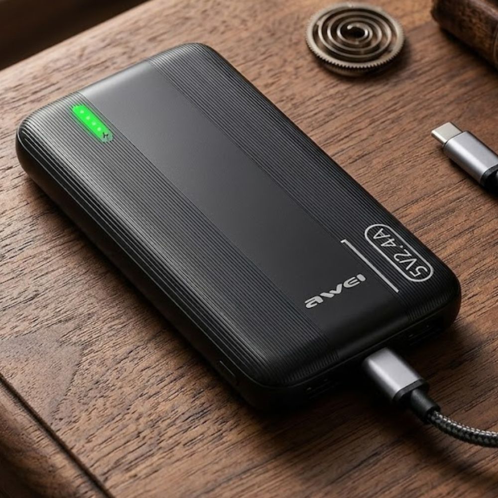 Awei 10000mAh P20K 2.4A Fast Charging Ultra Slim PowerBank With Dual Output - Image 2