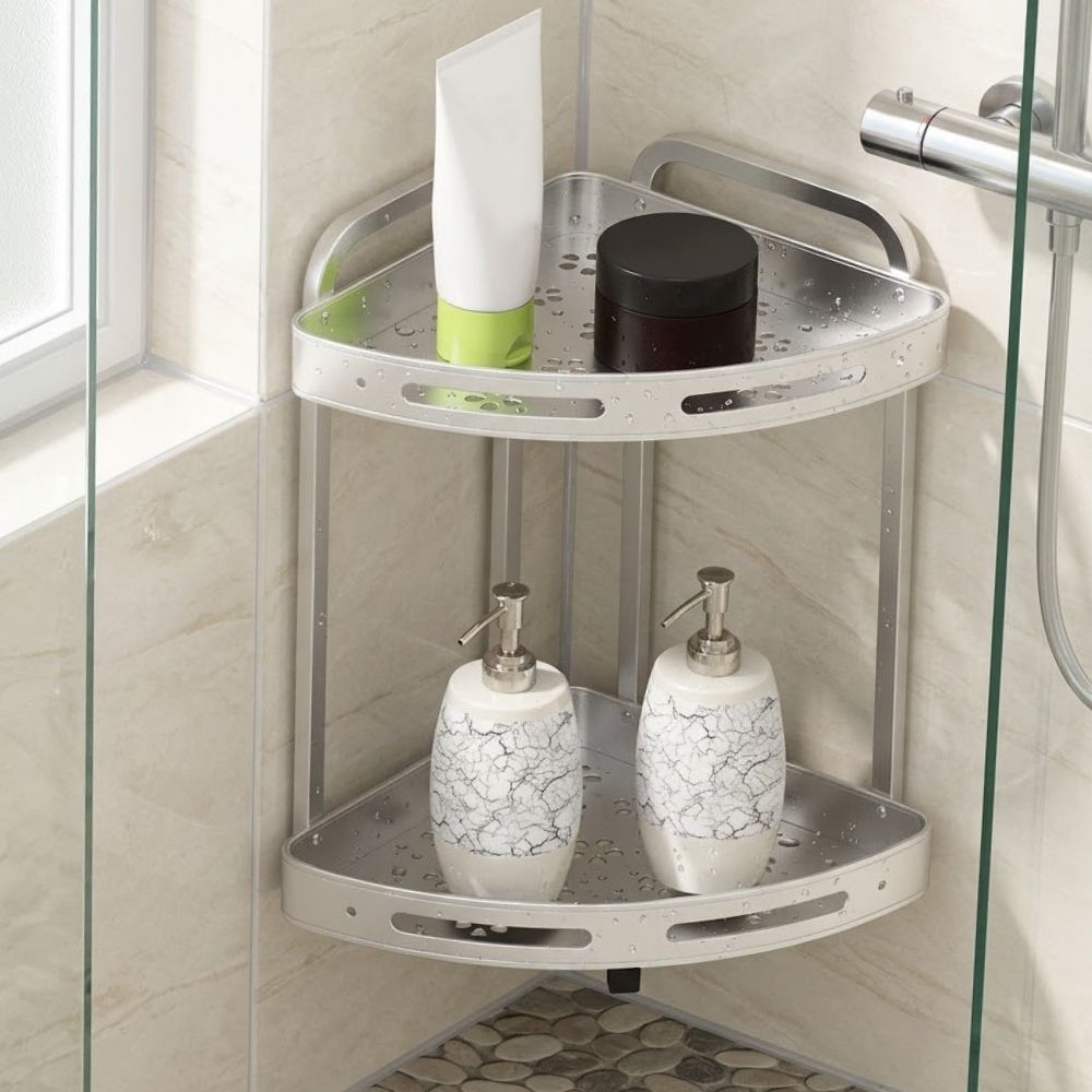 Binca 2 Tiers Aluminium Shelve for Shower Room Corner - Image 2