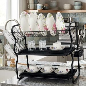 Binca High Quality 3 Layers Dish Drainer Rack Black
