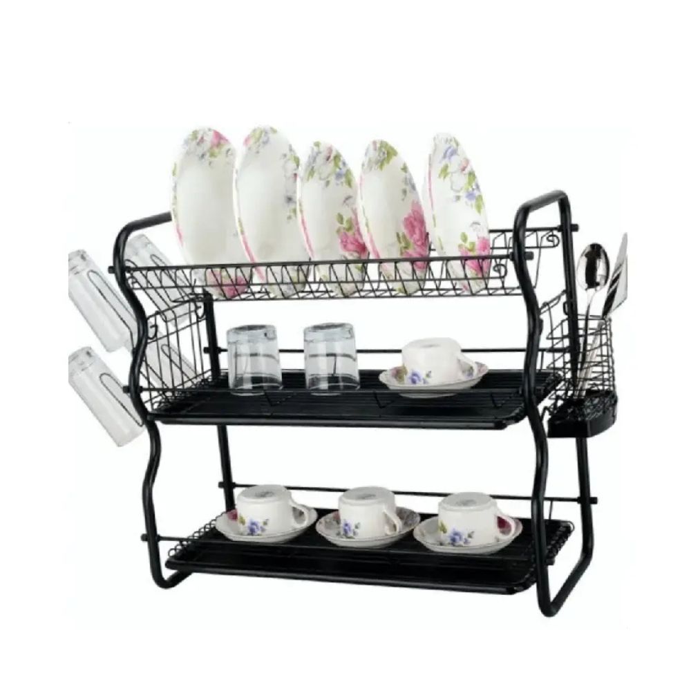 Binca High Quality 3 Layers Dish Drainer Rack Black - Image 2