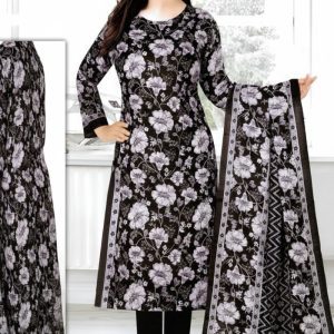 Bonoful Joypury Cotton Flower Printed Three Pieces Black