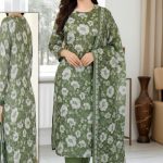 Bonoful Joypury Cotton Printed Three Pieces Green