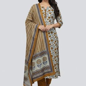 Bonoful Joypury Cotton Printed Three Piece Orange