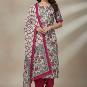 Bonoful Joypury Cotton Printed Three Piece Pink Color D No 1125