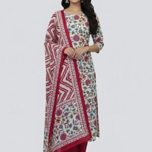 Bonoful Joypury Cotton Printed Three Piece Maroon Color