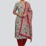 Bonoful Joypury Cotton Printed Three Pieces Maroon