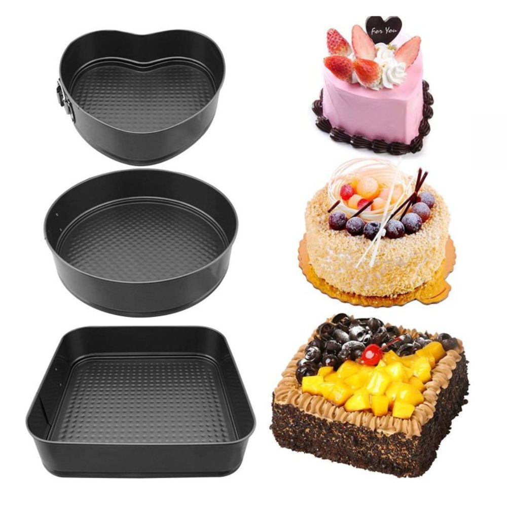 Cake Pans,8"9"10" Inch Heart Round Rectangular Nonstick Leakproof Cake Pan Set - Image 2