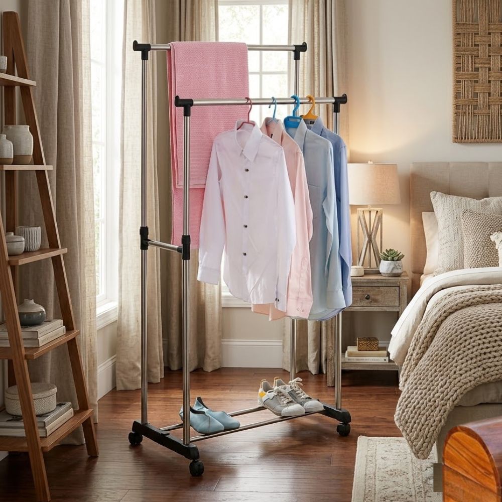 Doubl Pole Clothing and Shoe Rack - Image 2